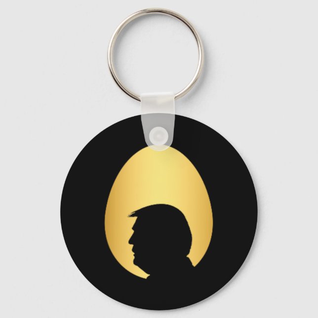 Pocket Golden Egg Hunt Trump 45 47 Silhouette Happ Key Ring (Front)