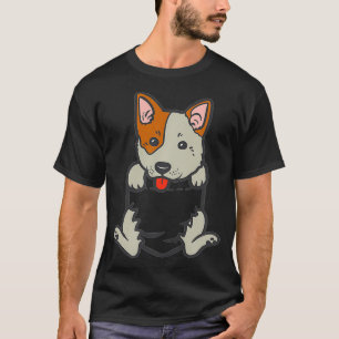 Pocket Heeler Feet Cute Animal Pet Blue Red Cattle T-Shirt