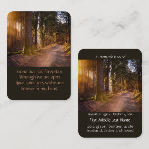 Pocket Keepsake Memorial Nature Path Trail Trees Business Card