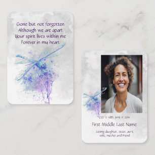Pocket Keepsake Memorial Remembrance Dragonfly art Business Card