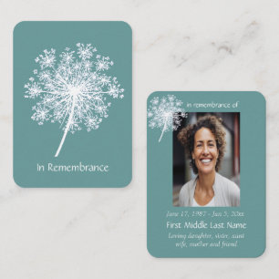 Pocket Keepsake Remembrance Queen Anne Lace Flower Business Card