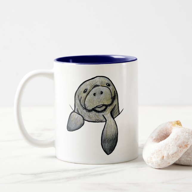 Pocket Manatee KiniArt Two-Tone Coffee Mug (With Donut)