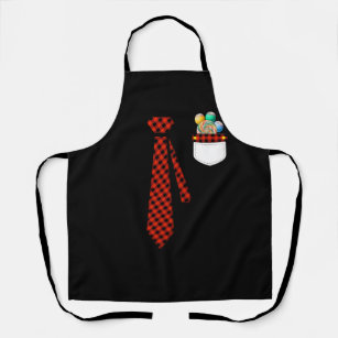 Pocket of Candy Canes Red Buffalo Plaid Neck Tie C Apron