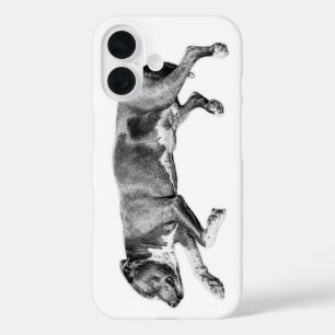 Pocket of Peace – Monochrome Dog Dream iPhone 16 Case