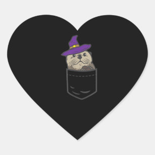 Pocket Otter Witch Hat Cute Halloween 202* Animal Heart Sticker