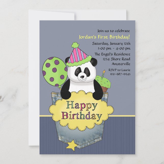 Pocket Panda Birthday Party Invitation (Front)