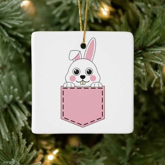 Pocket Pet Bunny Ceramic Ornament (Tree)