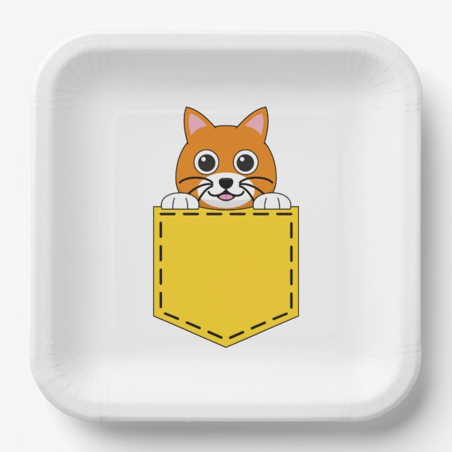 Pocket Pet Cat Paper Plate (Front)