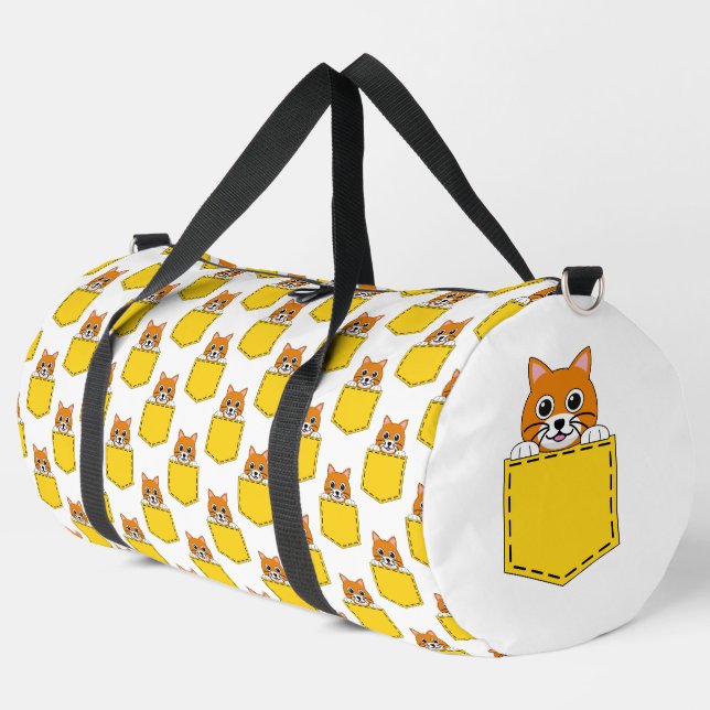 Pocket Pet Cat Pattern Duffle Bag (Left Corner)