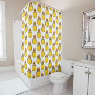 Pocket Pet Cat Pattern Shower Curtain