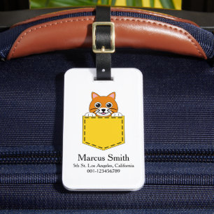 Pocket Pet Cat Personalise Luggage Tag