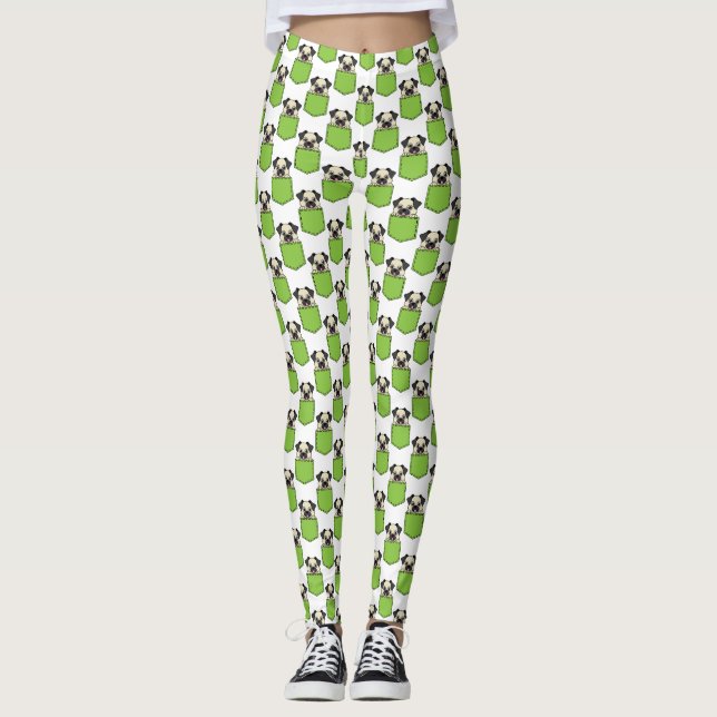 Pocket Pet Dog Pattern Leggings (Front)
