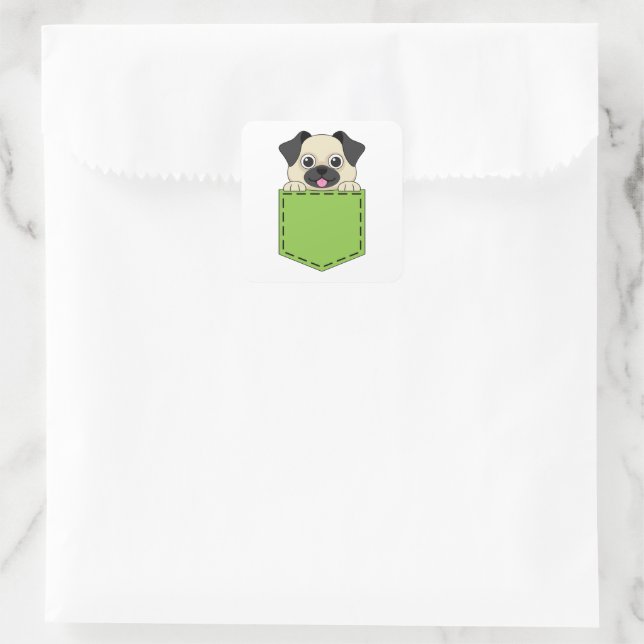 Pocket Pet Dog Personalise Square Sticker (Bag)