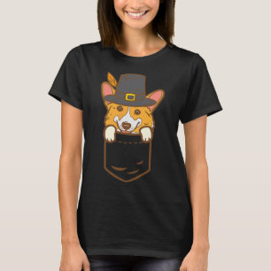 Pocket Pilgrim Welsh Corgi Dog Lover Cute Thanksgi T-Shirt