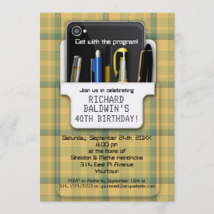 Pocket Protector Geek Birthday Invitation