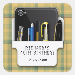 Pocket Protector Geek Party Square Sticker