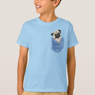 Pocket Pug Blue Kids T-Shirt