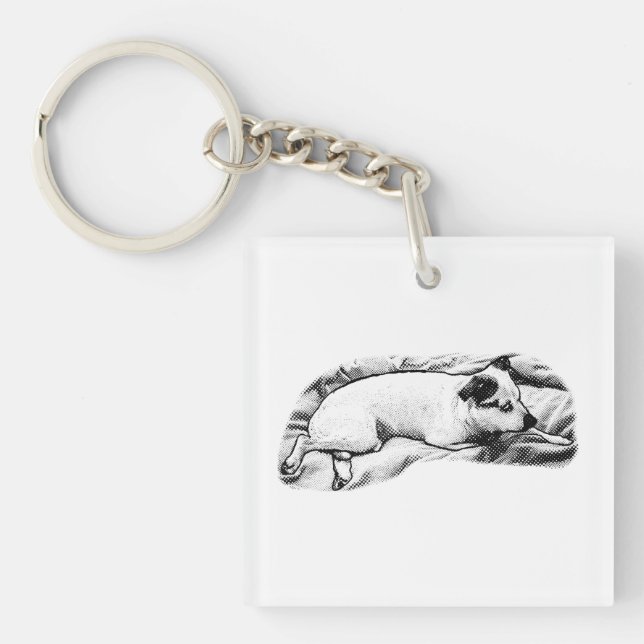 Pocket Pup with Festive Speckles Key Ring (Front)
