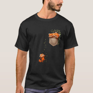 Pocket Red Panda Family Playing Leaves Adorable Fu T-Shirt