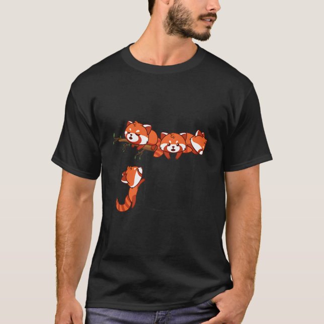 Pocket Series Red Panda Playing Bear T-Shirt (Front)