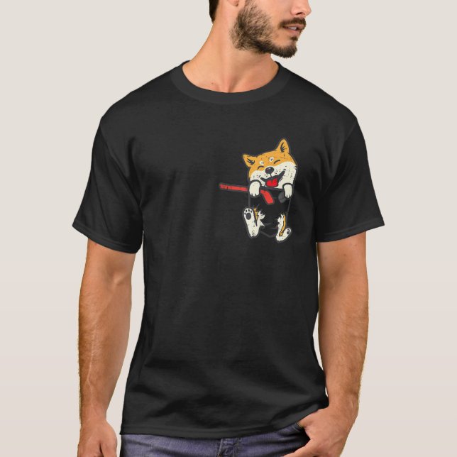 Pocket Shiba Inu Feet Ice Hockey Cute Akita Japane T-Shirt (Front)