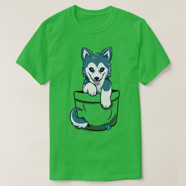 Pocket Siberian Husky T-Shirt (Design Front)
