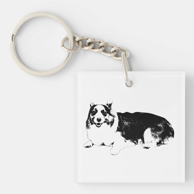 Pocket Sized Corgi Peace Key Ring (Front)
