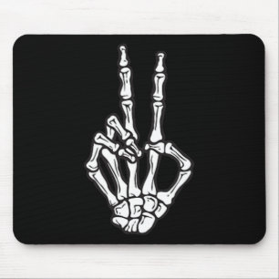 Pocket Skeleton Hand Peace Sign Halloween Hippie H Mouse Pad