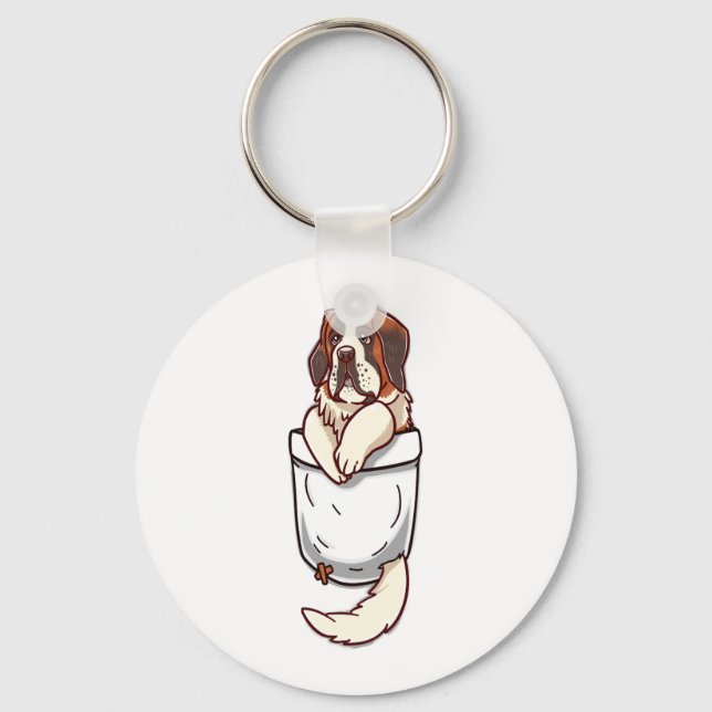 Pocket St Bernard Puppy  Key Ring (Front)