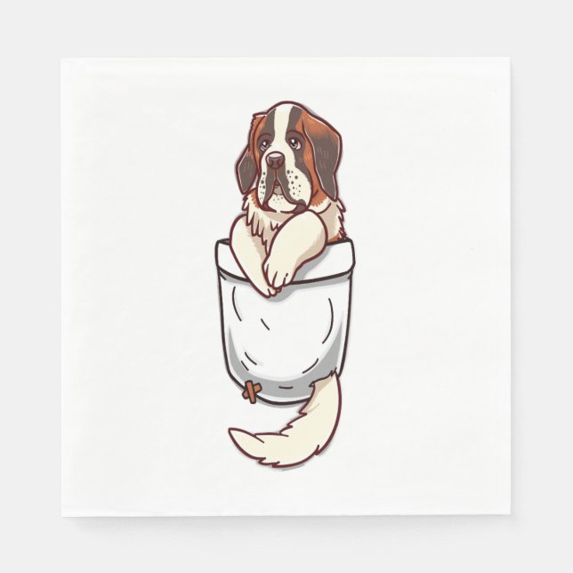Pocket St Bernard Puppy  Napkin (Front)