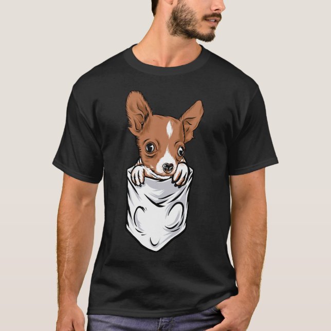 Pocket Style Adorable Chihuahua Puppy And Cute T-Shirt (Front)