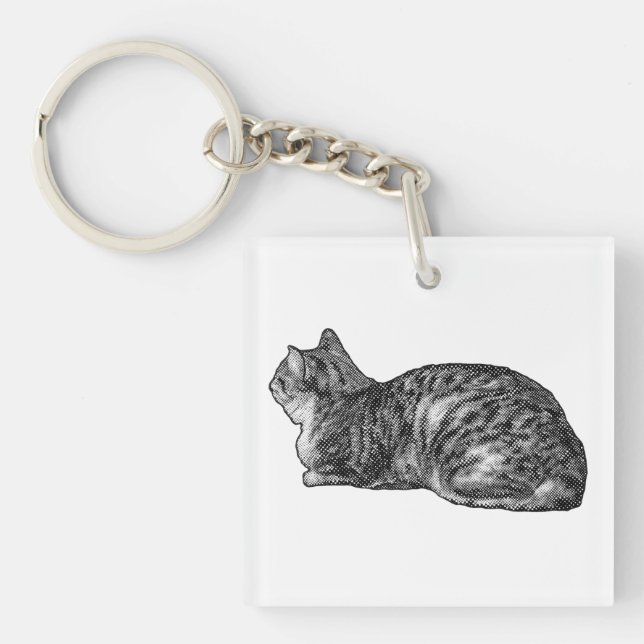 Pocket Tabby, Tucked Paws Key Ring (Front)