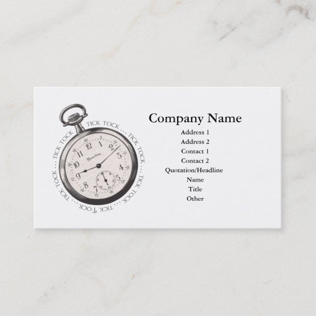 Pocket Watch Tick Tock Business Card (Front)