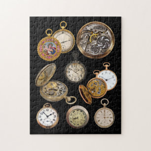 Pocket Watches Time Steampunk Objects Collage Jigsaw Puzzle