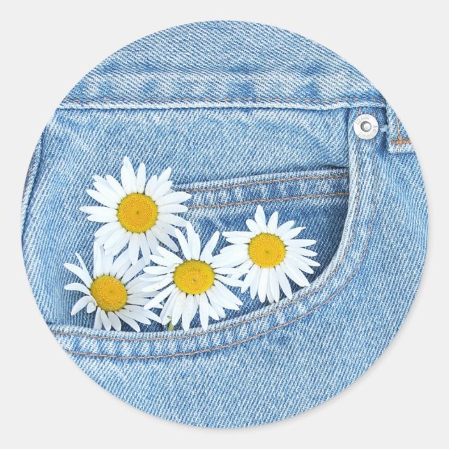 Pocketful of daisies classic round sticker (Front)