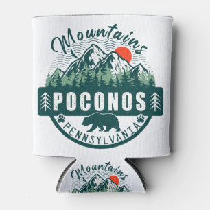 Pocono Mountains PA Retro Sunset Souvenirs Gift Can Cooler