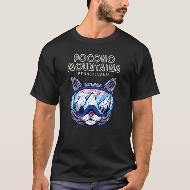 Pocono Mountains Pennsylvania   Cat Ski Googles T-Shirt (Front)