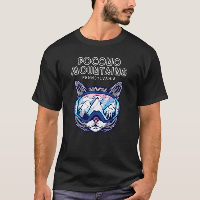 Pocono Mountains Pennsylvania   Cat Ski Googles T-Shirt (Front)