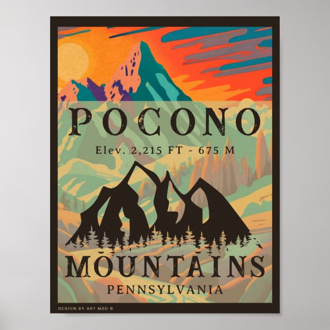 Pocono Mountains Pennsylvania - Retro Souvenirs Poster (Front)