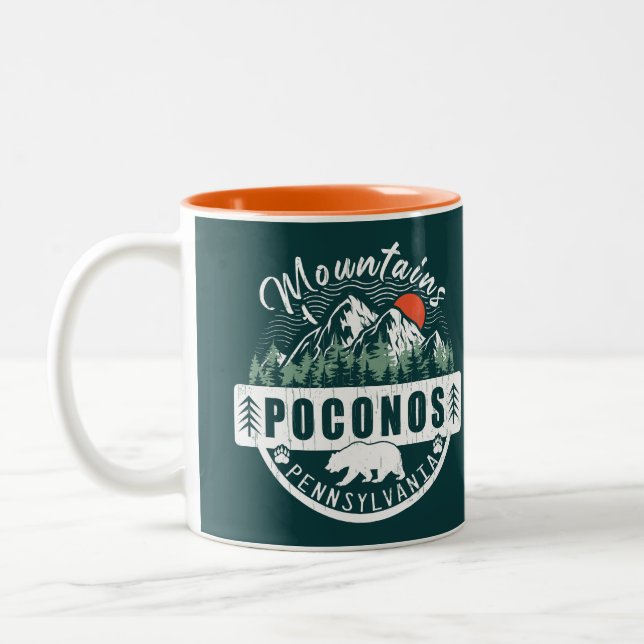 Pocono Mountains Pennsylvania - Retro Souvenirs Two-Tone Coffee Mug (Left)
