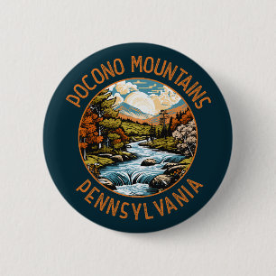 Pocono Mountains Pennsylvania Sunset Retro Art 6 Cm Round Badge