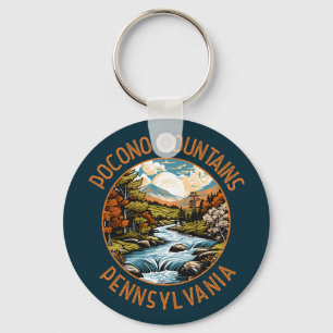 Pocono Mountains Pennsylvania Sunset Retro Art Key Ring