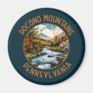 Pocono Mountains Pennsylvania Sunset Retro Art Magnet