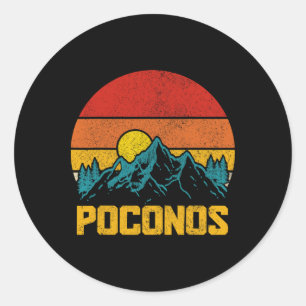 Pocono Mountains Poconos Pennsylvania Hiking Vinta Classic Round Sticker