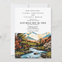 Pocono Mountains Wedding Invitation Retro