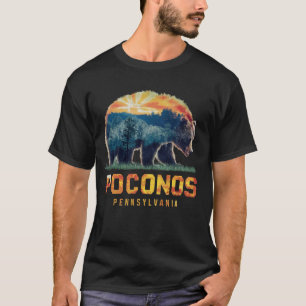 Poconos Mountains Pennsylvania Bear Hiking Sunset T-Shirt