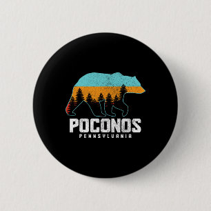 Poconos Pennsylvania Bear Hiking Vintage Pocono Mo 6 Cm Round Badge