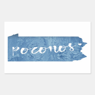 Poconos, Pennsylvania Wood Grain Rectangular Sticker