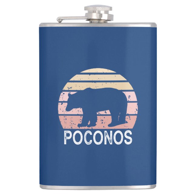 Poconos Retro Bear Hip Flask (Front)