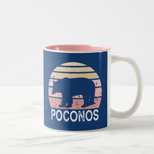 Poconos Retro Bear Two-Tone Coffee Mug (Right)
